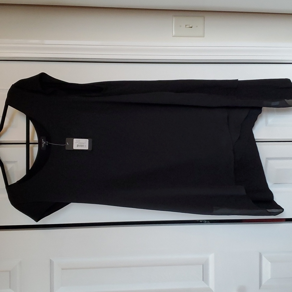 Color Works l/s tunic with asymmetrical chiffon hem in black. Size XL NWT
